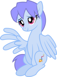 Size: 770x1038 | Tagged: safe, artist:carueniiju, oc, oc only, oc:tailmix, pegasus, pony, bedroom eyes, pegasus oc, sitting, smiling, wings