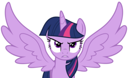 Size: 2800x1700 | Tagged: safe, artist:tizerfiction, twilight sparkle, alicorn, pony, g4, female, mare, solo, spread wings, twilight sparkle (alicorn), unamused