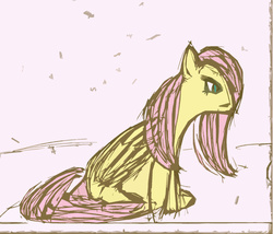 Size: 1899x1623 | Tagged: safe, artist:pinkiejay, fluttershy, g4, female, folded wings, looking away, sitting, solo