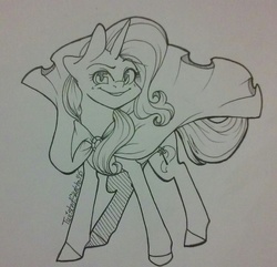 Size: 960x926 | Tagged: safe, artist:twisted-sketch, trixie, pony, unicorn, g4, commission, female, mare, monochrome, patreon, sketch, solo, traditional art, trixie's cape