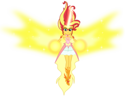 Size: 9138x7000 | Tagged: safe, artist:mixiepie, sunset shimmer, equestria girls, g4, my little pony equestria girls: friendship games, absurd resolution, artificial wings, augmented, clothes, daydream shimmer, dress, female, horn, magic, magic wings, orbs, paint tool sai, simple background, solo, transparent background, vector, wings
