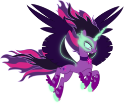 Size: 6000x5073 | Tagged: safe, artist:dashiemlpfim, artist:missgoldendragon, sci-twi, twilight sparkle, pony, equestria girls, g4, my little pony equestria girls: friendship games, .svg available, absurd resolution, commission, equestria girls ponified, equestria is doomed, female, flying, glowing eyes, horn, midnight sparkle, necklace, older, ponified, ponyscape, simple background, solo, transparent background, vector, wings, xk-class end-of-the-world scenario