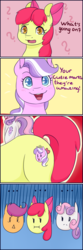 Size: 2000x6000 | Tagged: safe, artist:chiweee, apple bloom, diamond tiara, scootaloo, sweetie belle, crusaders of the lost mark, g4, ..., :<, :i, alternate ending, comic, cutie mark crusaders, unamused