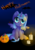 Size: 2480x3496 | Tagged: safe, artist:moon-wing, princess luna, bat, g4, candle, candy, cute, female, filly, halloween, high res, jack-o-lantern, lunabetes, pumpkin, sitting, solo, spread wings, tongue out, woona