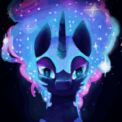 Size: 850x850 | Tagged: safe, artist:equum_amici, artist:mapony240, nightmare moon, g4, animated, bedroom eyes, cinemagraph, eyelashes, female, looking at you, portrait, pretty, smiling, solo