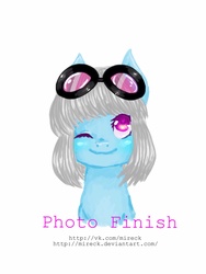 Size: 1536x2048 | Tagged: safe, artist:mireck, photo finish, g4, cute, glasses, one eye closed