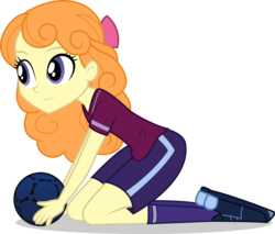 Size: 5728x4871 | Tagged: dead source, safe, artist:owlisun, orange sherbette, equestria girls, g4, my little pony equestria girls: friendship games, absurd resolution, background human, ball, crystal prep academy, female, simple background, smiling, solo, transparent background, vector