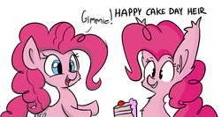 Size: 1280x680 | Tagged: safe, artist:heir-of-rick, artist:tjpones, pinkie pie, g4, cake, self ponidox, style emulation