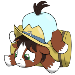 Size: 550x550 | Tagged: safe, artist:artiecanvas, artist:scribe-feather, trouble shoes, earth pony, pony, g4, barrel, crying, cute, diaper, male, poofy diaper, simple background, solo, transparent background, unshorn fetlocks, younger