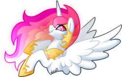 Size: 800x503 | Tagged: safe, artist:night-wolf122, nightmare star, princess celestia, pony, g4, female, mare, rearing, simple background, solo, spread wings, transparent background