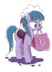 Size: 600x820 | Tagged: safe, artist:kolshica, tote bag (g4), earth pony, pony, crusaders of the lost mark, g4, clothes, maid, solo