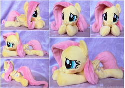 Size: 1770x1251 | Tagged: safe, artist:buttercupbabyppg, fluttershy, g4, beanie (plushie), blushing, cute, hnnng, irl, photo, plushie, prone, shyabetes, solo