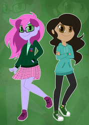 Size: 1280x1795 | Tagged: safe, artist:estrill, oc, oc only, oc:cookiebutt, oc:wildberry, equestria girls, g4, clothes, converse, duo, equestria girls-ified, humanized, shoes