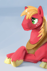 Size: 700x1056 | Tagged: safe, artist:silfoe, part of a set, big macintosh, earth pony, pony, g4, crossed hooves, male, prone, smiling, solo, stallion