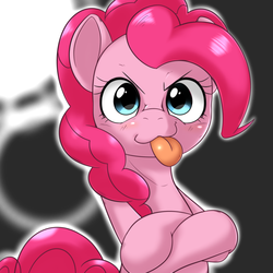 Size: 1000x1000 | Tagged: safe, artist:ushiro no kukan, pinkie pie, earth pony, pony, g4, :3, cute, diapinkes, female, looking at you, mare, solo, tongue out
