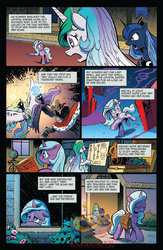Size: 900x1384 | Tagged: safe, artist:andy price, idw, official comic, king sombra, princess celestia, princess luna, radiant hope, alicorn, pony, umbrum, unicorn, g4, siege of the crystal empire, spoiler:comic, spoiler:comic35, book, comic, female, male, mare, preview, royal sisters, stallion, umbra (idw)