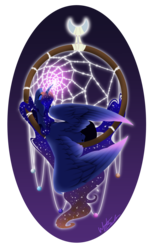 Size: 2400x3900 | Tagged: safe, artist:fuyusfox, princess luna, pony, g4, dreamcatcher, eyes closed, female, glowing, high res, solo