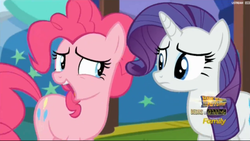 Size: 1897x1071 | Tagged: safe, screencap, pinkie pie, rarity, g4, the one where pinkie pie knows