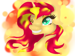 Size: 1024x768 | Tagged: artist needed, safe, sunset shimmer, pony, unicorn, g4, female, solo, wink