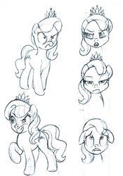 Size: 577x825 | Tagged: safe, artist:brianblackberry, diamond tiara, g4, angry, female, floppy ears, frown, glare, grin, lip bite, looking away, looking up, monochrome, open mouth, raised hoof, sad, sketch, sketch dump, smirk, solo, unamused, wide eyes