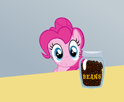 Size: 550x450 | Tagged: source needed, safe, pinkie pie, g4, my little pony: friendship is magic, the one where pinkie pie knows, beans, exploitable meme, jar, meme, pun, pure unfiltered evil, spill the beans, spilled milk, visual pun