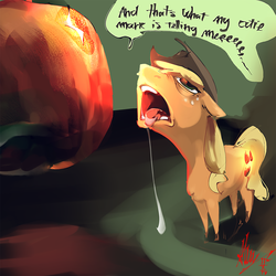 Size: 1500x1500 | Tagged: safe, artist:alumx, applejack, g4, appul, drool, faic, not salmon, that pony sure does love apples, wat