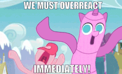 Size: 782x480 | Tagged: safe, edit, edited screencap, screencap, pinkie pie, g4, the one where pinkie pie knows, airdancer, animated, female, image macro, meme, overreacting, reaction image, robot chicken, screaming, wacky waving inflatable tube pony