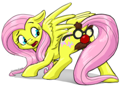 Size: 1132x826 | Tagged: safe, artist:snapai, fluttershy, pegasus, pony, g4, the one where pinkie pie knows, butt, dock, female, groucho mask, plot, simple background, solo, that was fast, transparent, transparent background