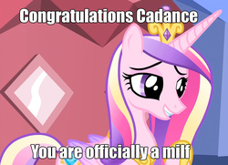 Size: 1280x927 | Tagged: safe, screencap, princess cadance, alicorn, pony, g4, the one where pinkie pie knows, three's a crowd, female, image macro, mare, meme, milf, solo