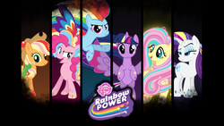 Size: 1920x1080 | Tagged: safe, artist:mlp-wallpapercreator, applejack, fluttershy, pinkie pie, rainbow dash, rarity, twilight sparkle, alicorn, pony, g4, female, mane six, mare, rainbow power, twilight sparkle (alicorn), wallpaper