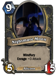 Size: 400x543 | Tagged: safe, artist:cosmicunicorn, nightmare moon, g4, card, hearthstone, trading card