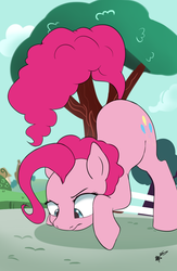 Size: 1700x2600 | Tagged: safe, artist:mrscurlystyles, pinkie pie, earth pony, pony, g4, the one where pinkie pie knows, behaving like a dog, female, scene interpretation, sniffing, solo