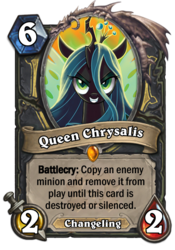 Size: 400x573 | Tagged: safe, artist:yulyeen, queen chrysalis, g4, card, crossover, hearthstone