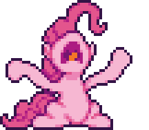 Size: 216x188 | Tagged: safe, artist:mrponiator, pinkie pie, earth pony, pony, g4, the one where pinkie pie knows, animated, d:, female, flailing, frown, laffy taffy, mare, modular, open mouth, pixel art, ponk, season 5 pixel art, simple background, sitting, solo, that was fast, tongue out, transparent background, wacky waving inflatable tube pony