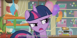 Size: 1920x960 | Tagged: safe, screencap, twilight sparkle, alicorn, pony, g4, the one where pinkie pie knows, female, mare, meme, twilight sparkle (alicorn), youtube caption