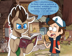 Size: 540x420 | Tagged: safe, artist:buljong, doctor whooves, time turner, human, ask doctor whooves, g4, ask, crossover, dipper pines, glasses, gravity falls, journal #3, male, tumblr