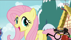 Size: 1280x720 | Tagged: safe, screencap, fluttershy, pony, g4, the one where pinkie pie knows, butt, comedy prop, female, groucho mask, mare, plot