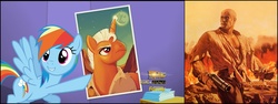 Size: 2907x1094 | Tagged: safe, edit, screencap, rainbow dash, g4, the one where pinkie pie knows, comparison, doc savage, fangirling, lip bite, poster, smash fortune