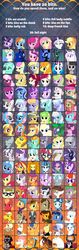 Size: 2600x8200 | Tagged: safe, apple bloom, applejack, babs seed, diamond tiara, fluttershy, pinkie pie, princess cadance, princess celestia, princess luna, rainbow dash, rarity, scootaloo, silver spoon, spike, starlight glimmer, sweetie belle, trouble shoes, twilight sparkle, twist, g4, absurd resolution, bits, cutie mark crusaders, exploitable meme, game, kissing, kissing booth, kissing game, mane six, meme, text