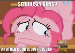 Size: 617x438 | Tagged: safe, screencap, pinkie pie, pony, g4, the one where pinkie pie knows, back to the future, countdown clock, faic, image macro, meme, text