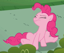 Size: 1046x862 | Tagged: safe, screencap, pinkie pie, earth pony, pony, g4, the one where pinkie pie knows, animated, behaving like a dog, eyes closed, female, horses doing horse things, loop, mare, scratching, silly, sitting