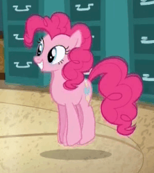 Size: 299x336 | Tagged: safe, screencap, pinkie pie, earth pony, pony, g4, the one where pinkie pie knows, animated, female, jumping, loop, pronking