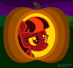 Size: 955x890 | Tagged: safe, artist:roger334, coco pommel, g4, drawing, female, jack-o-lantern, nightmare night, pumpkin, solo