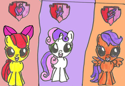 Size: 1024x704 | Tagged: safe, artist:sonicanderikfan, apple bloom, scootaloo, sweetie belle, crusaders of the lost mark, g4, cutie mark, cutie mark crusaders, the cmc's cutie marks