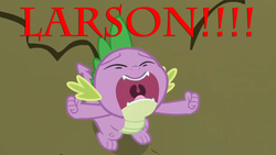 Size: 1366x768 | Tagged: safe, edit, edited screencap, screencap, spike, g4, image macro, m.a. larson, meme, screaming