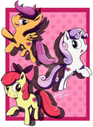 Size: 800x1089 | Tagged: safe, artist:zipo-chan, apple bloom, scootaloo, sweetie belle, crusaders of the lost mark, g4, cutie mark, cutie mark crusaders, the cmc's cutie marks, watermark