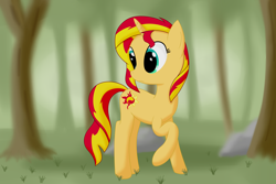 Size: 3000x2000 | Tagged: safe, artist:joey, sunset shimmer, pony, unicorn, g4, female, forest, high res, solo