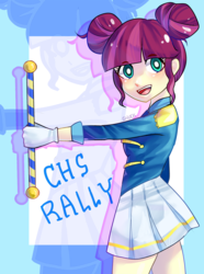 Size: 1200x1610 | Tagged: safe, artist:chuck, majorette, sweeten sour, equestria girls, g4, my little pony equestria girls: friendship games, background human, female, pixiv, solo