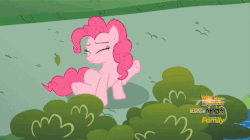 Size: 639x359 | Tagged: safe, screencap, pinkie pie, earth pony, pony, g4, season 5, the one where pinkie pie knows, animated, behaving like a dog, ear scratch, eyes closed, female, frown, gif, horses doing horse things, mare, puppy pie, scratching, sitting, solo, underhoof