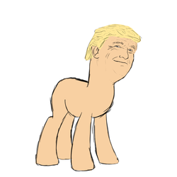 Size: 3000x3000 | Tagged: safe, artist:happygnarwal, original species, pony, human head pony, abomination, blank flank, cursed image, donald trump, high res, male, no tail, not salmon, rule 85, simple background, solo, uncanny valley, wat